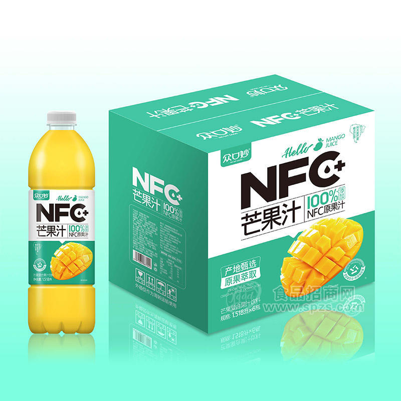 众口妙NFC芒果复合果汁饮料1.518L×6瓶