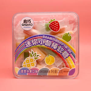 启巧迷你小酸棒软糖混合水果口味凝胶糖果盒装招商130g