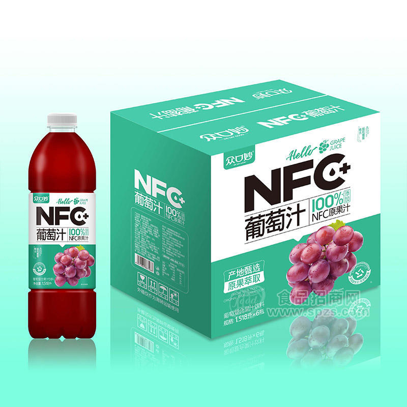众口妙NFC葡萄复合果汁饮料1.518L×6瓶