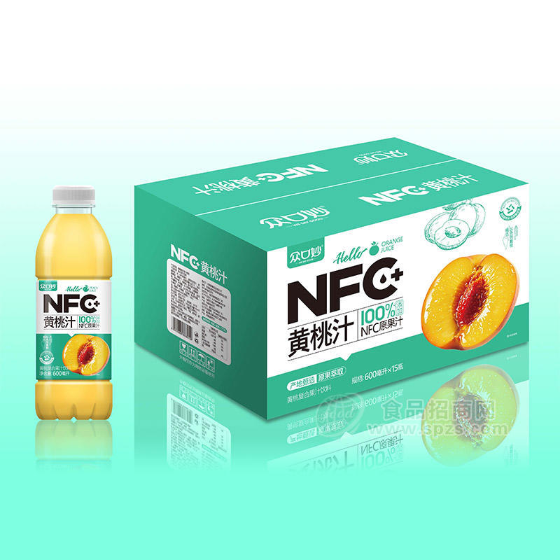 众口妙NFC黄桃复合果汁饮料600ml×15瓶