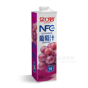 眾口妙NFC葡萄復(fù)合果汁飲料盒裝招商1.5L