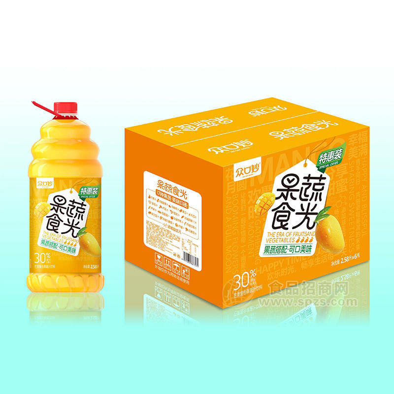 眾口妙果蔬食光芒果復(fù)合果蔬汁飲料箱裝招商2.58L×6瓶