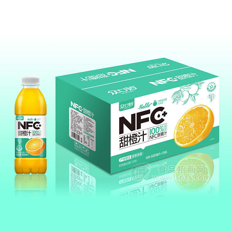 众口妙NFC甜橙复合果汁饮料600ml×15瓶