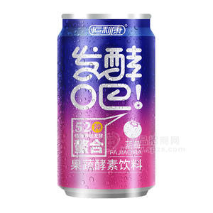 恒利康發(fā)酵吧藍(lán)莓味果蔬酵素飲料易拉罐裝廠家招商