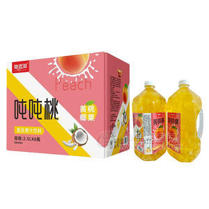 味优滋吨吨桃黄桃椰果复合果汁饮料箱装招商2.5L×6瓶