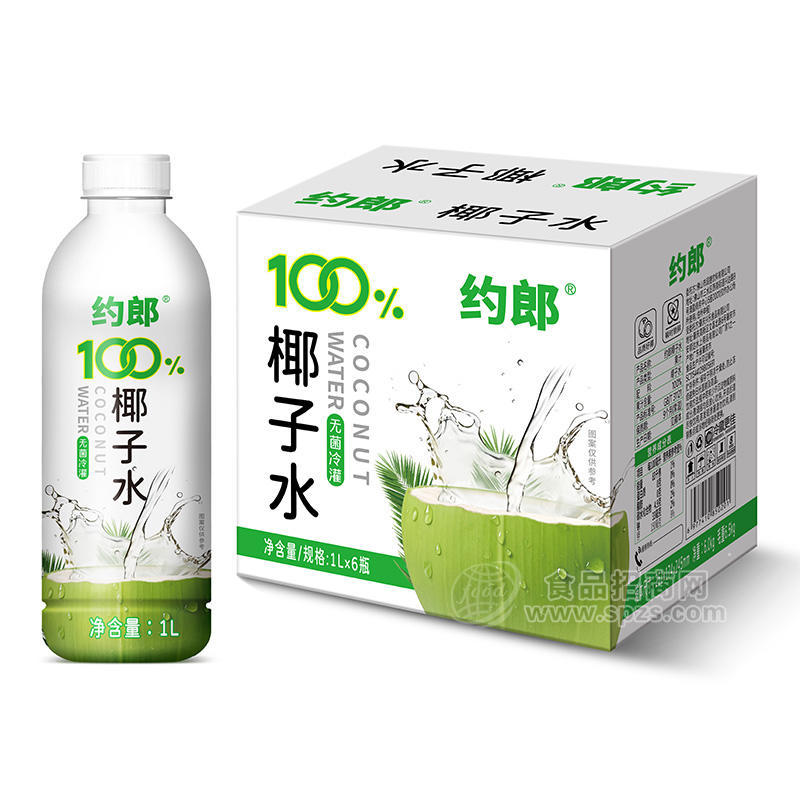 约郎100%椰子水无菌冷灌箱装招商1L×6瓶