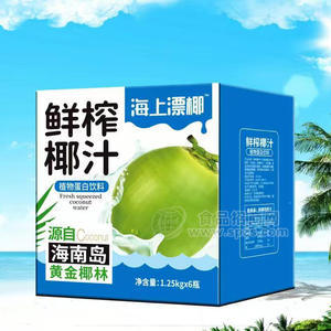 海上漂椰鮮榨椰汁植物蛋白飲料1.25kg×6瓶餐飲大瓶飲料