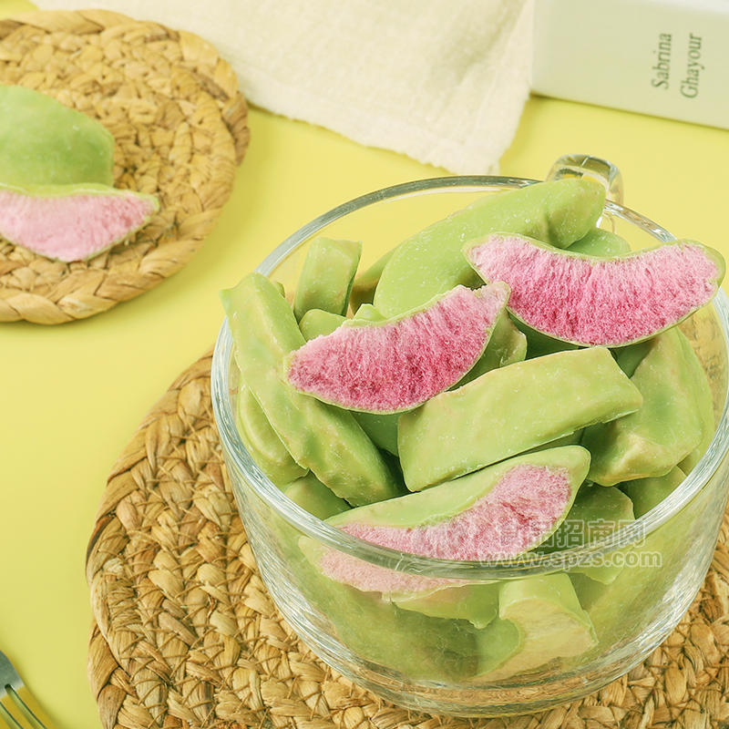 抹茶涂层水蜜桃果蔬脆片源头厂家代加工生产代理批发外贸出口