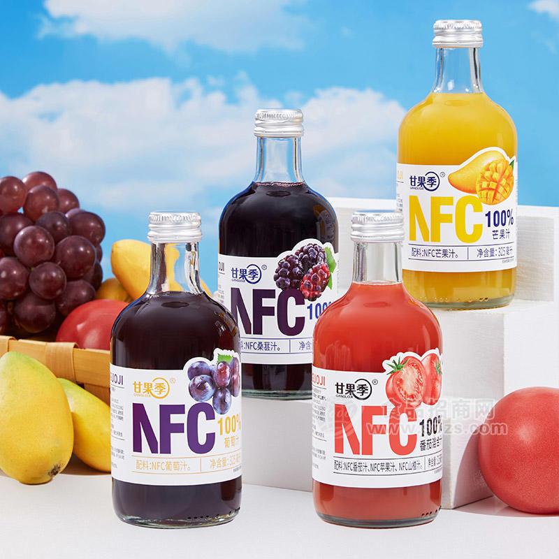 甘果季NFC100%葡萄汁果汁飲料瓶裝招商325ml