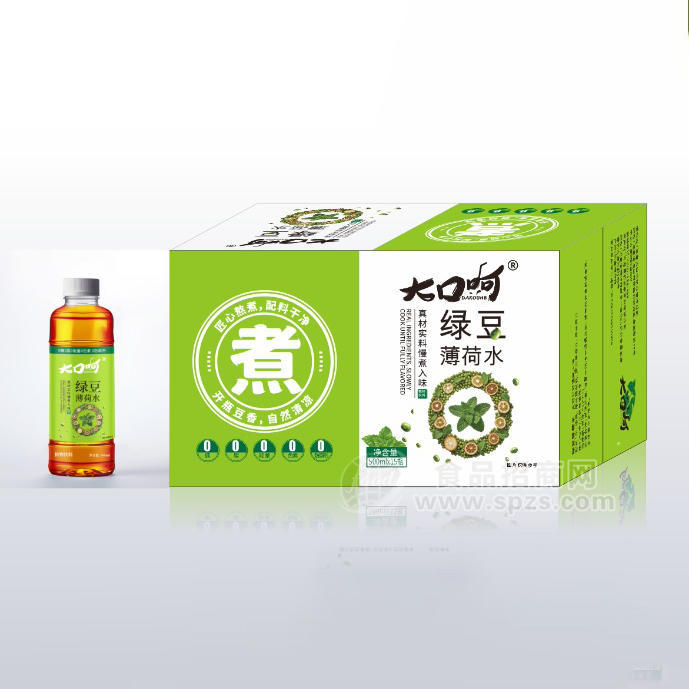 大口呵绿豆薄荷水500ml×15瓶装饮料