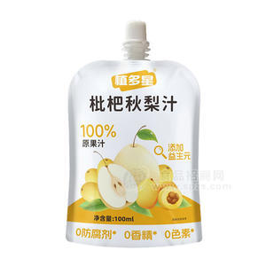 植多星枇杷秋梨汁100%原果汁果汁飲料袋裝招商100ml