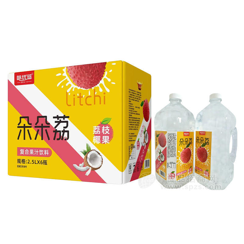 味优滋朵朵荔荔枝椰果复合果汁饮料箱装招商2.5L×6瓶