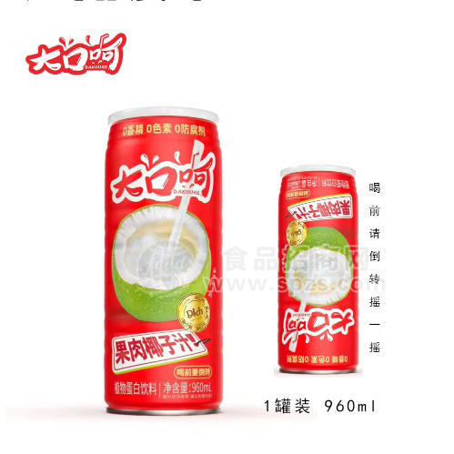 大口呵果肉椰子汁960ml易拉罐装饮料