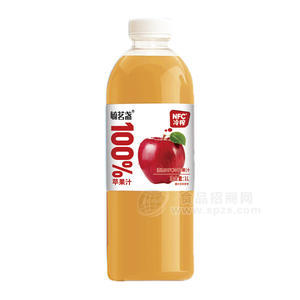毓茗盏NFC冷榨100%苹果汁果汁饮料瓶装招商1L