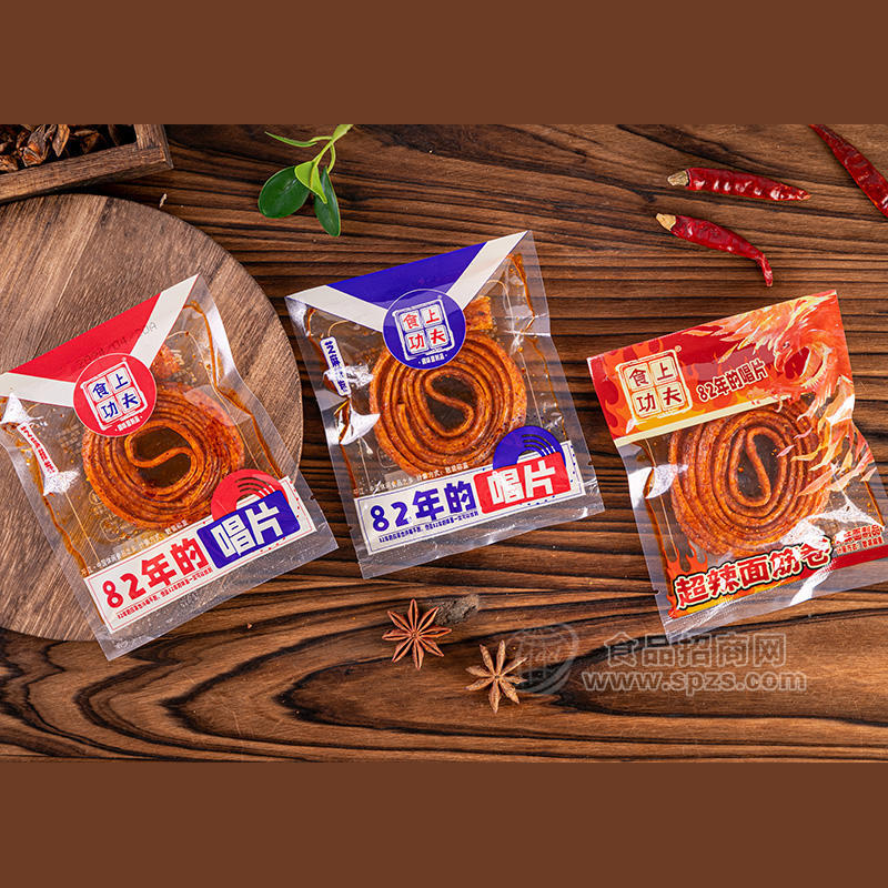 食上功夫82年的唱片超辣面筋卷调味面制品辣条袋装招商