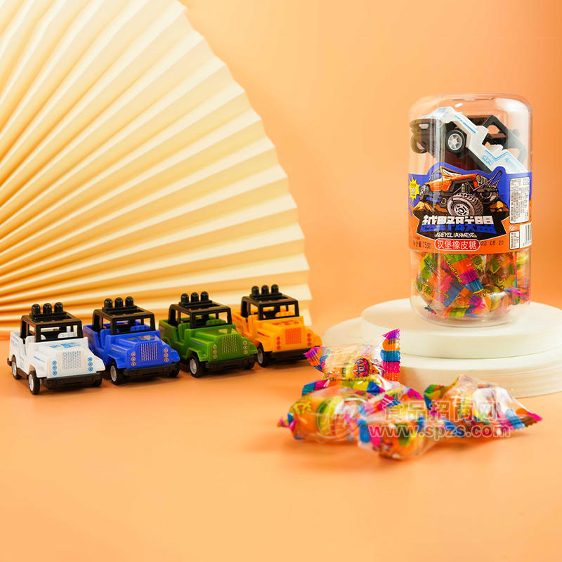 澳米伽越野联盟汉堡橡皮糖食玩桶装招商75g