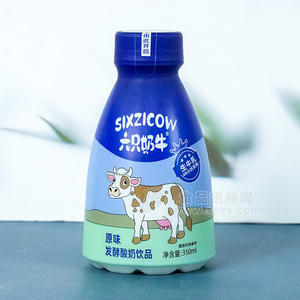 六只奶牛生牛乳原味發(fā)酵酸奶飲品瓶裝招商350ml