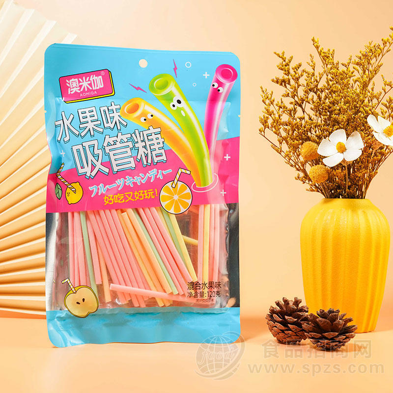 澳米伽水果味吸管糖儿童糖果120g