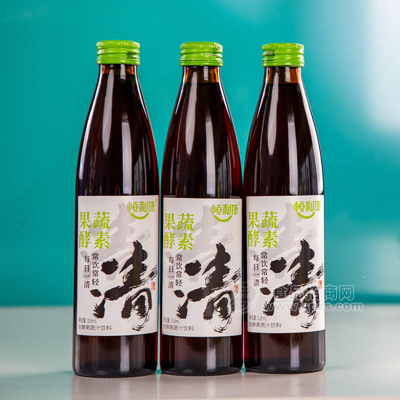 恒利康果蔬酵素飲料 真發(fā)酵果蔬汁飲料瓶裝招商318ml