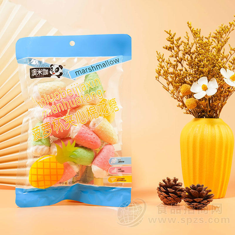 澳米伽菠萝杯夹心棉花糖80g
