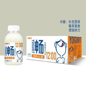 魔方果暢黃桃+山楂發(fā)酵酸奶飲品箱裝招商300ml×15