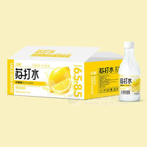 三思飲品蘇打水檸檬味蘇打水飲料無糖弱堿380ml×24