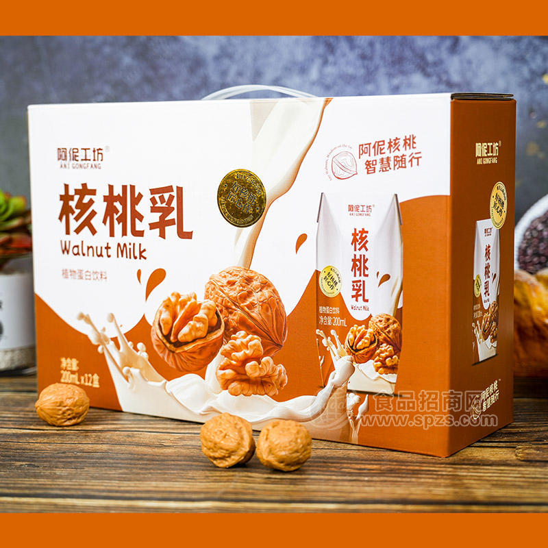 阿伲工坊核桃乳植物蛋白饮料箱装招商200ml×20盒