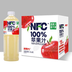 魔方果100%蘋(píng)果汁 果汁飲料箱裝招商1.25L×6瓶