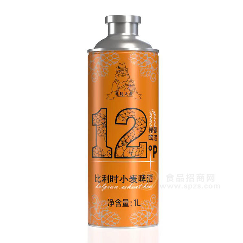 毛利大叔12°P精酿啤酒 比利时小麦啤酒瓶装招商1L