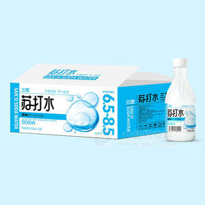 三思原味苏打水饮料无糖弱碱箱装招商380ml×24瓶