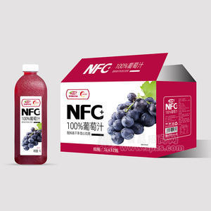 浩明NFC+100%葡萄汁果汁飲料箱裝招商1L×12瓶