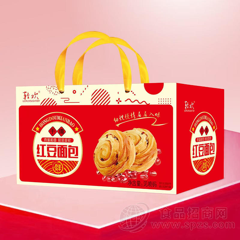 轻欢手撕红豆面包休闲零食箱装招商