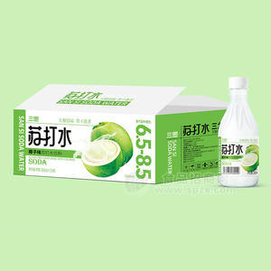 三思苏打水 椰子味苏打水饮料无糖弱碱箱装招商380ml×24