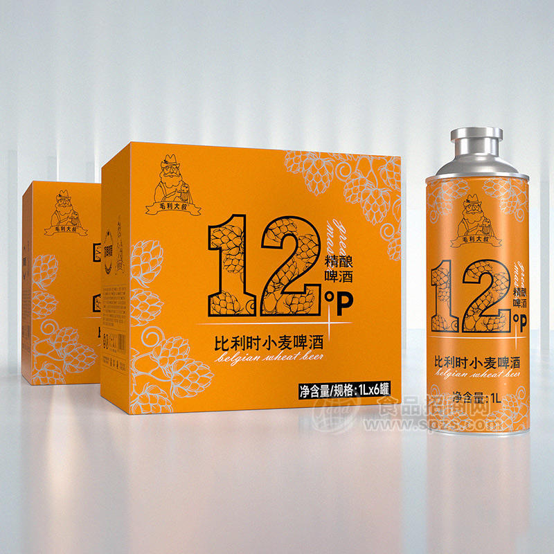 毛利大叔12°P精酿啤酒 比利时小麦啤酒箱装招商1L×6罐