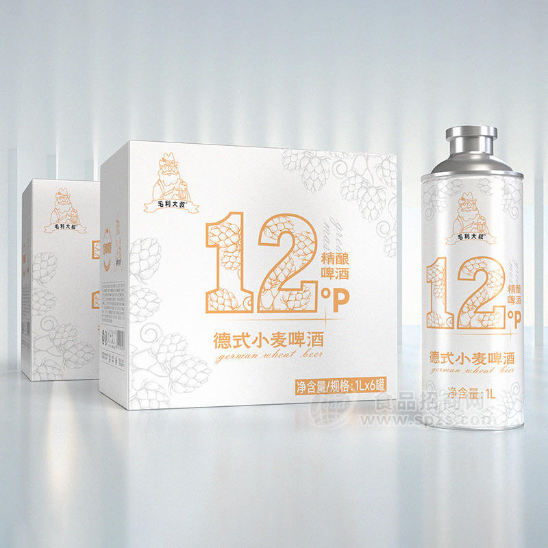 毛利大叔12°P精酿啤酒 德式小麦啤酒箱装招商1L×6罐