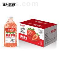 玉川果园蜂蜜草莓味果粒饮料风味饮料1LX12瓶