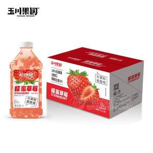 玉川果園蜂蜜草莓味果粒飲料風(fēng)味飲料1LX12瓶