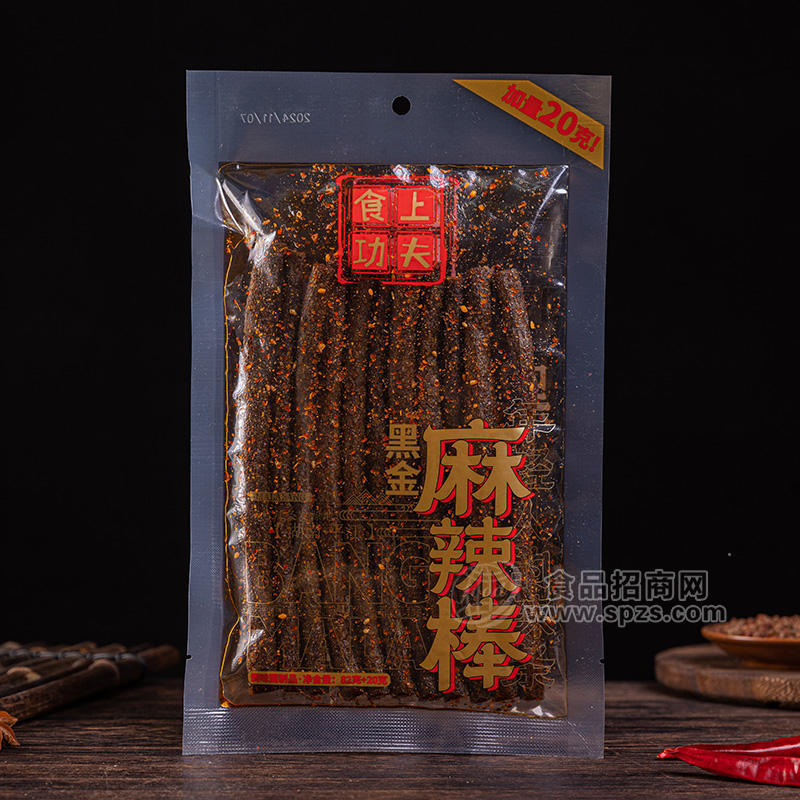 食上功夫黑金麻辣棒调味面制品辣条休闲零食袋装招商102g
