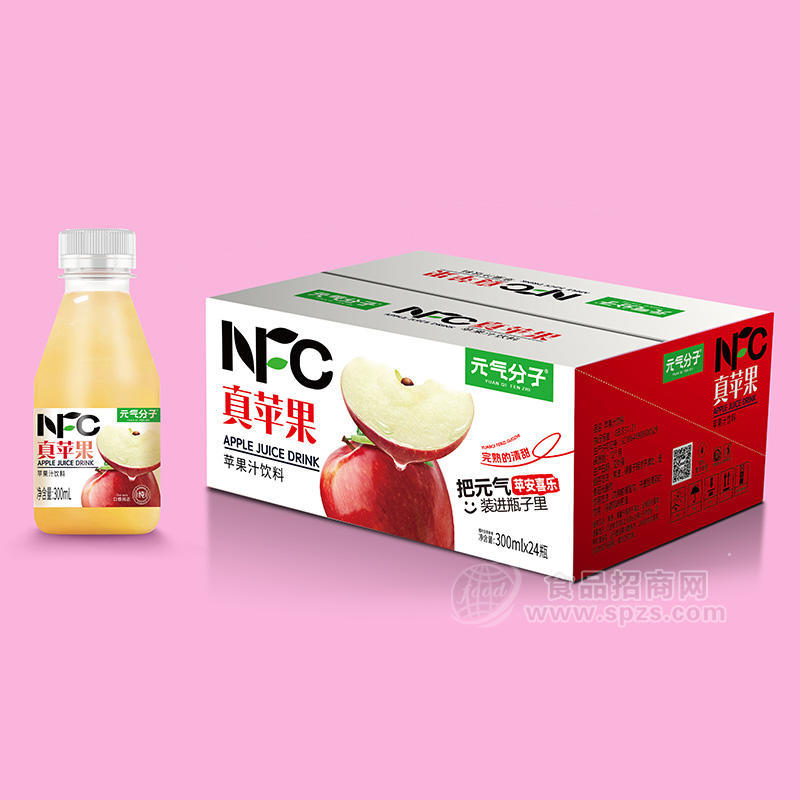 元气分子NFC真苹果 苹果汁饮料箱装招商300ml×24瓶 