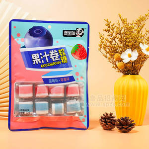 澳米伽果汁軟糖藍莓味草莓味零食糖果92g