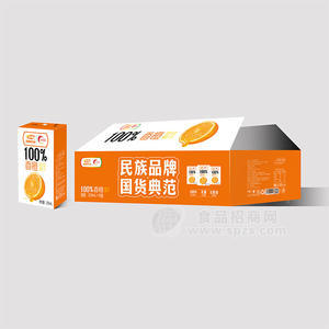浩明100%香橙混合果汁饮料箱装招商250ml×18盒