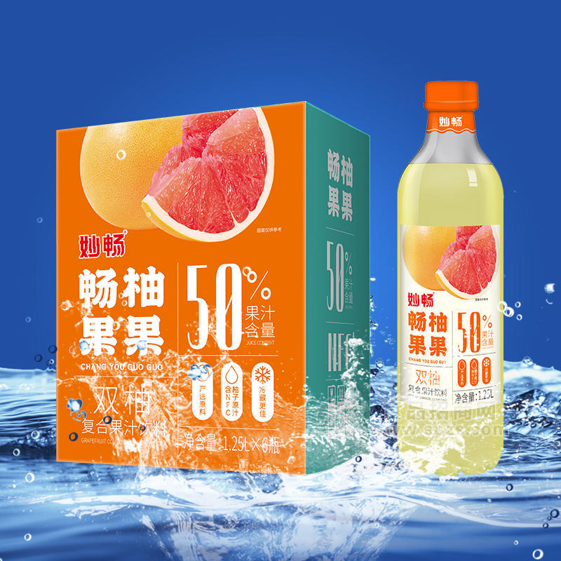 妙暢暢柚果果雙柚復(fù)合果汁飲料1.25LX6瓶