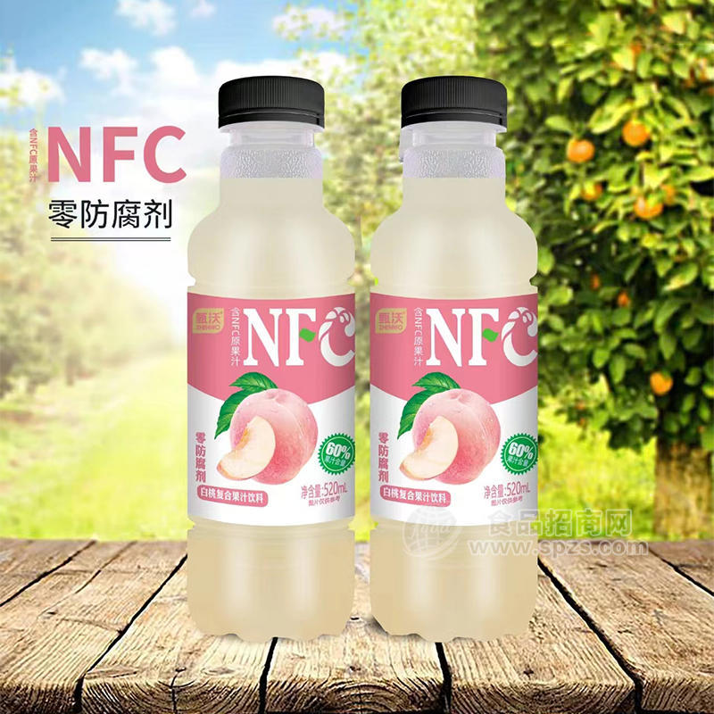 甄沃NFC白桃復(fù)合果汁飲料520ml