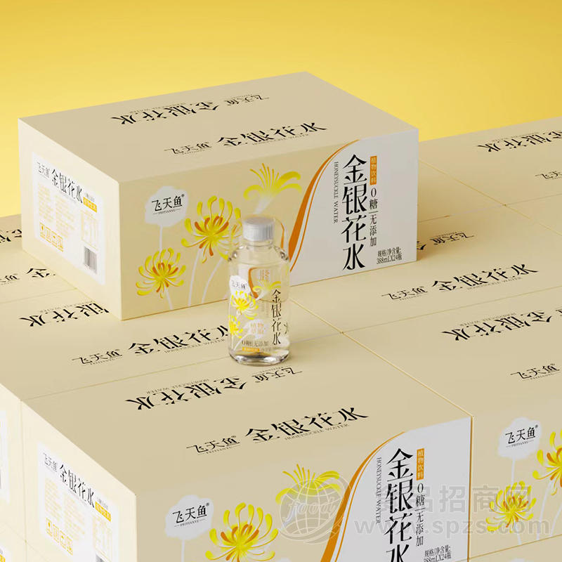 飞天鱼金银花水0糖无添加植物饮料箱装招商388ml×24瓶