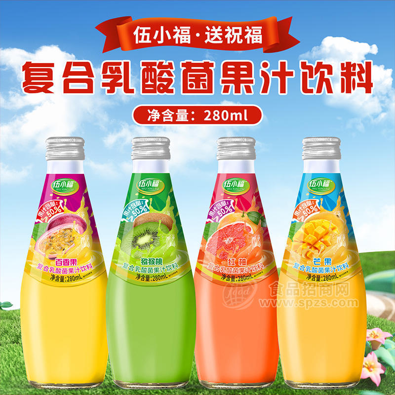 伍小福复合乳酸菌果汁饮料瓶装招商280ml