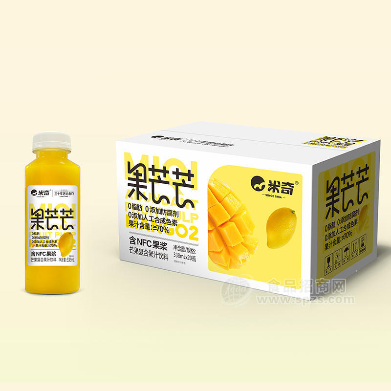 米奇芒果復(fù)合果汁飲料箱裝批發(fā)招商338ml×20瓶