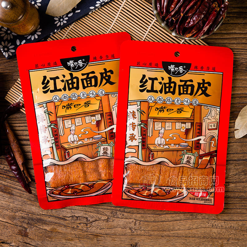 嘴巴香紅油面皮甜辣味辣條調(diào)味面制品袋裝招商80g