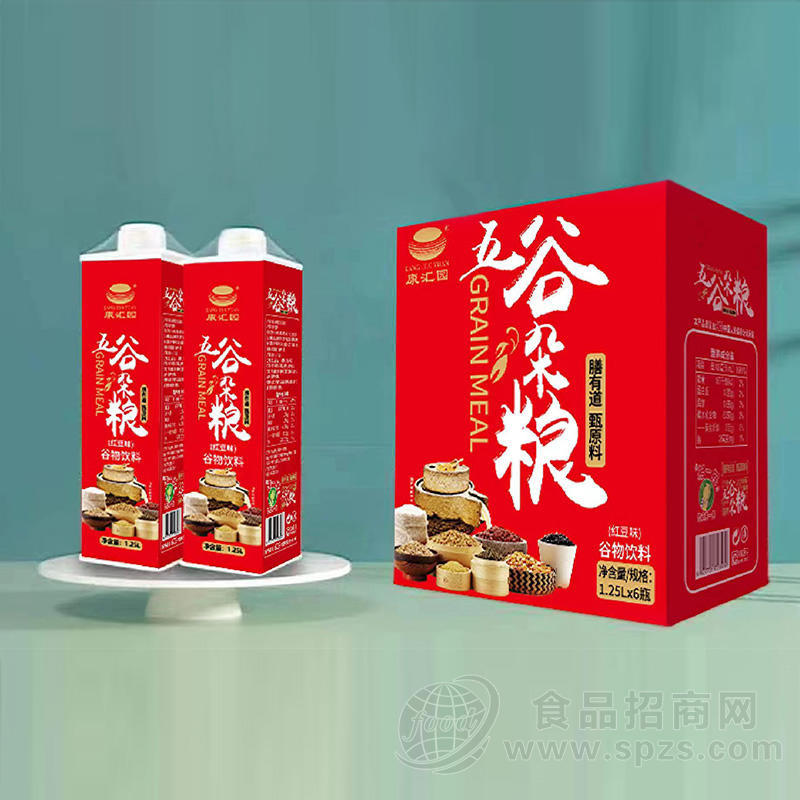 康汇园五谷杂粮谷物饮料红豆味箱装招商1.25L×6瓶