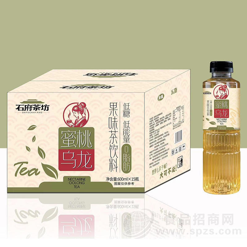 石府茶坊蜜桃乌龙果味茶饮料箱装招商600ml×15瓶