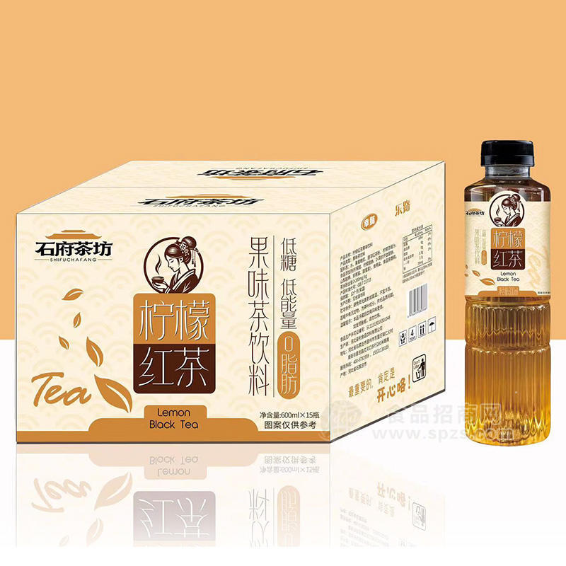 石府茶坊柠檬红茶果味茶饮料箱装招商600ml×15瓶
